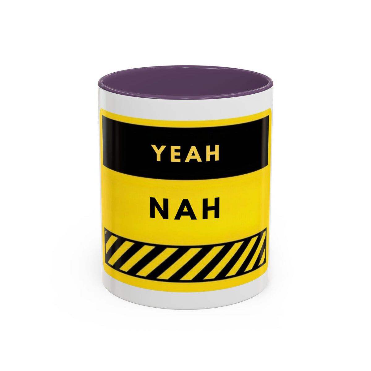 Yeah Nah Accent Coffee Mug – Funny Yellow Caution Coffee Cup (11/15oz)