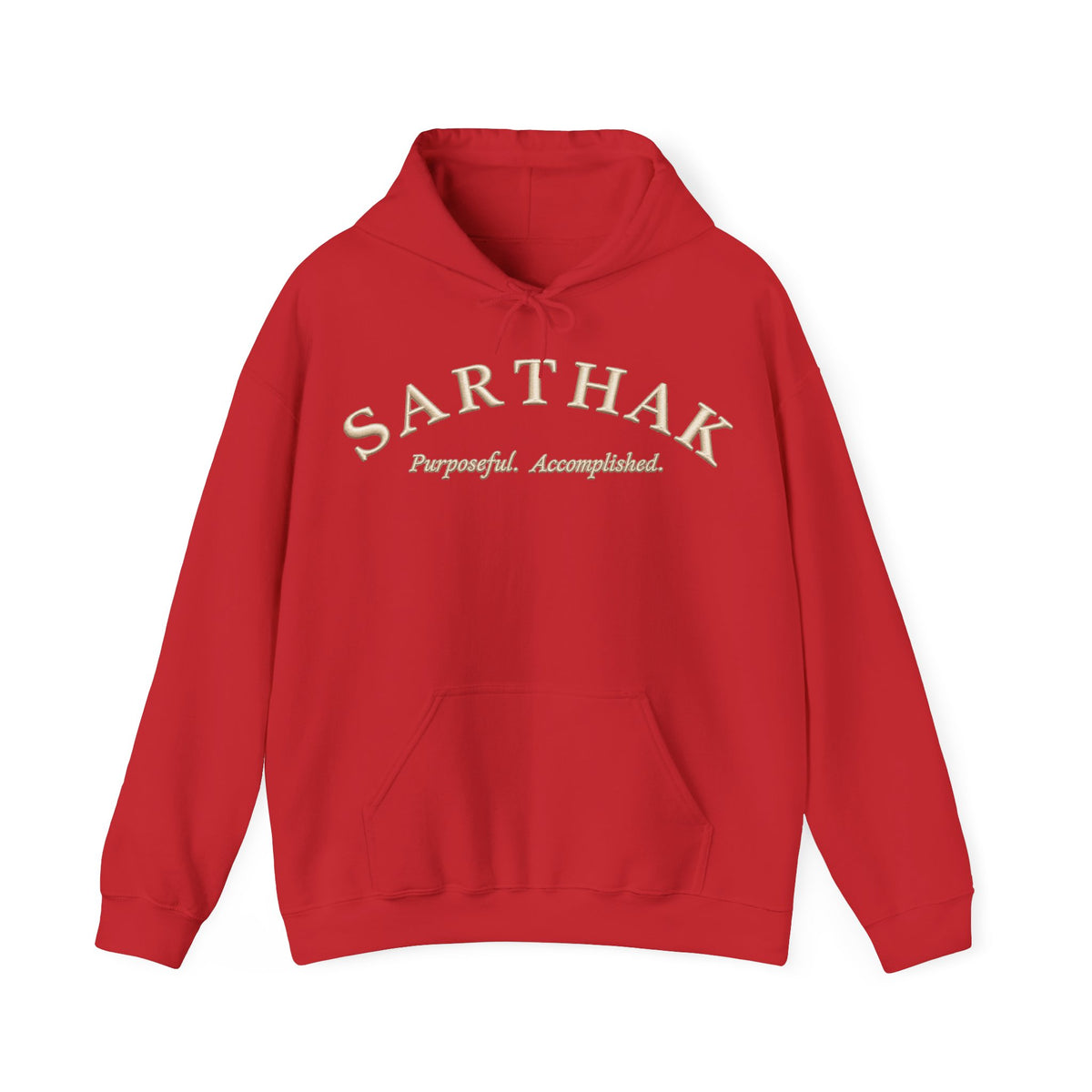 Sarthak Script Hoodie — “Purposeful. Accomplished.” Inspirational Name Hooded Sweatshirt