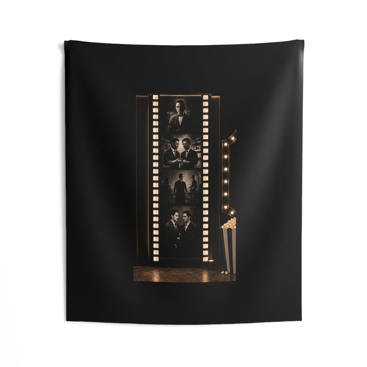 Film Noir Photo Strip Wall Tapestry – Vintage Movie Theater Decor