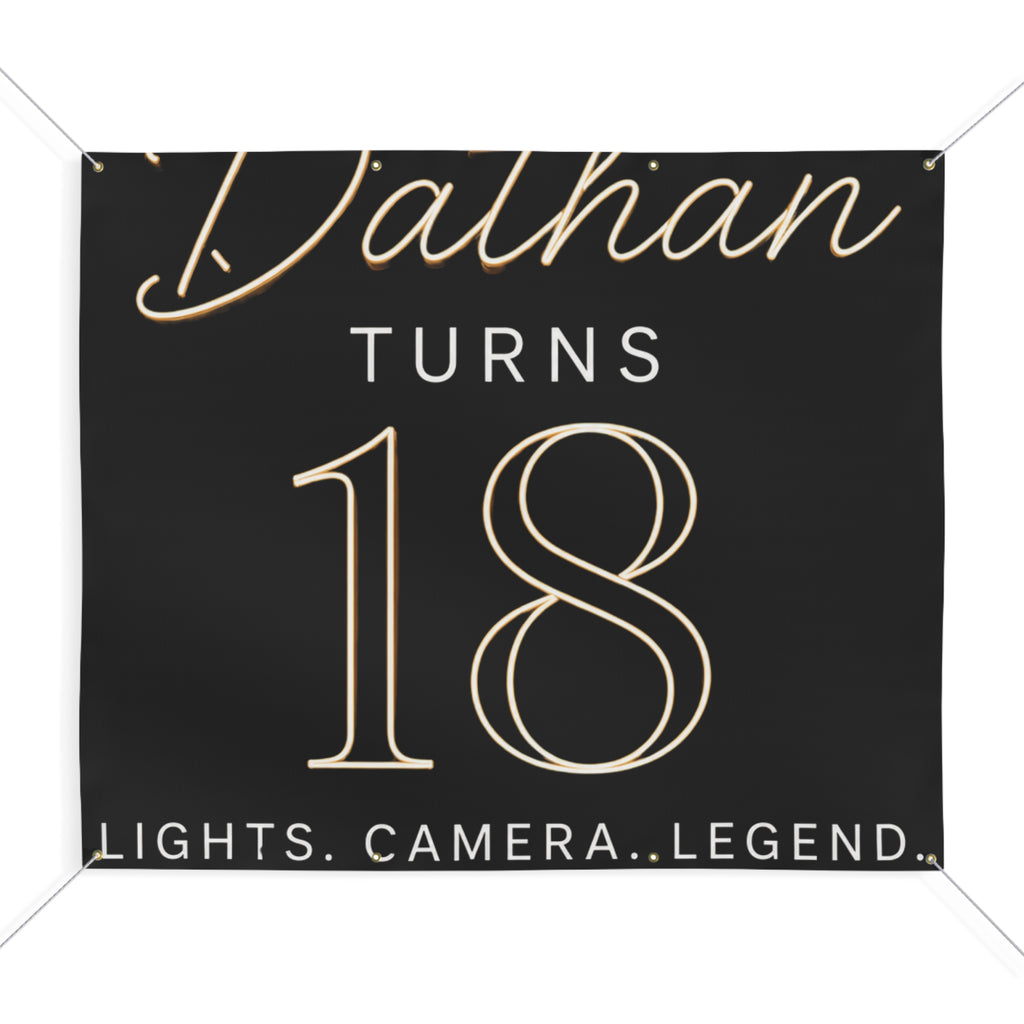 18th Birthday Matte Banner - Elegant Neon Numbers Party Sign