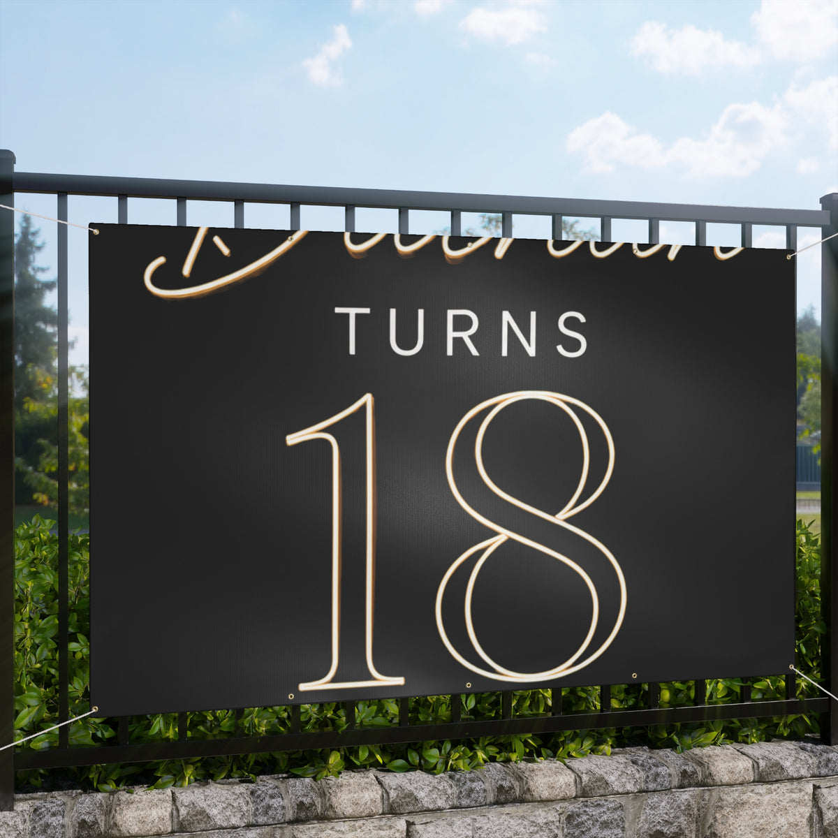 18th Birthday Matte Banner - Elegant Neon Numbers Party Sign