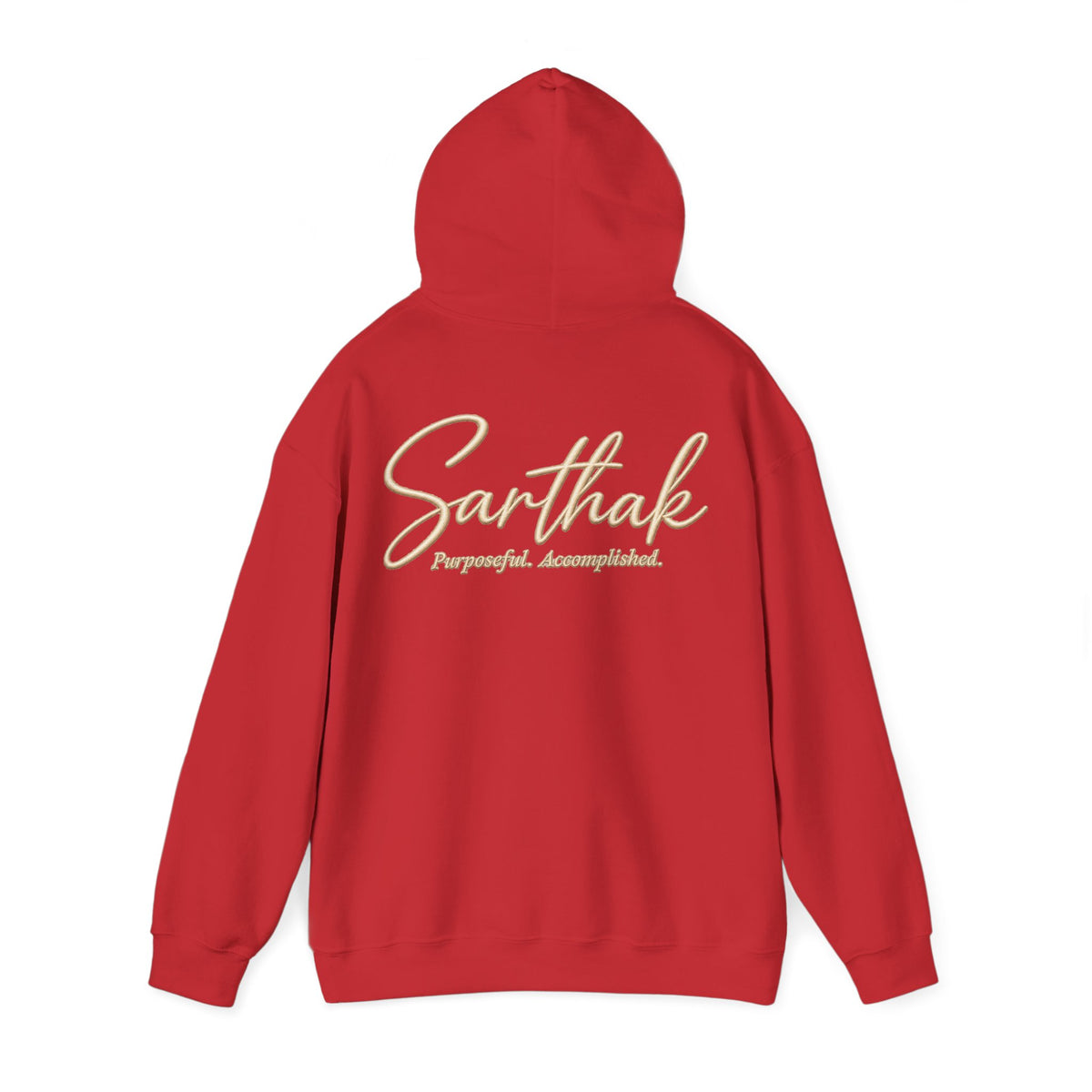 Sarthak Script Hoodie — “Purposeful. Accomplished.” Inspirational Name Hooded Sweatshirt