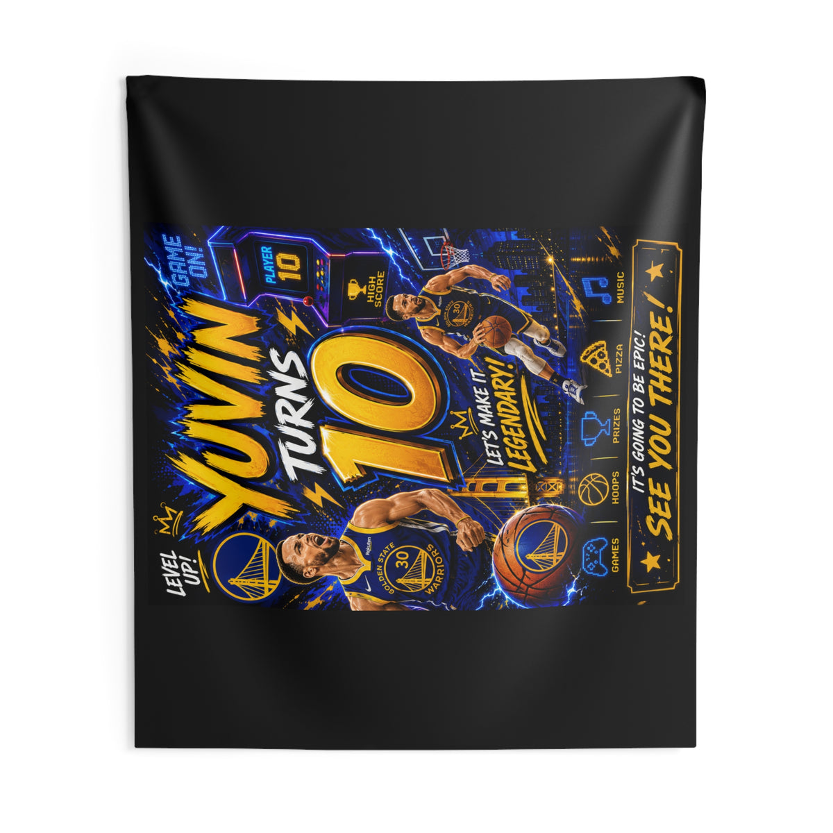 Golden State Basketball 10th Birthday Tapestry – Customizable Youth Party Wall Decor