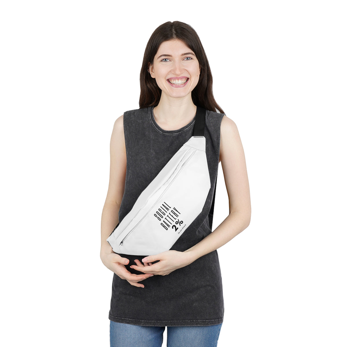 Fanny Pack — "Social Battery 2%" Minimalist Waist Bag