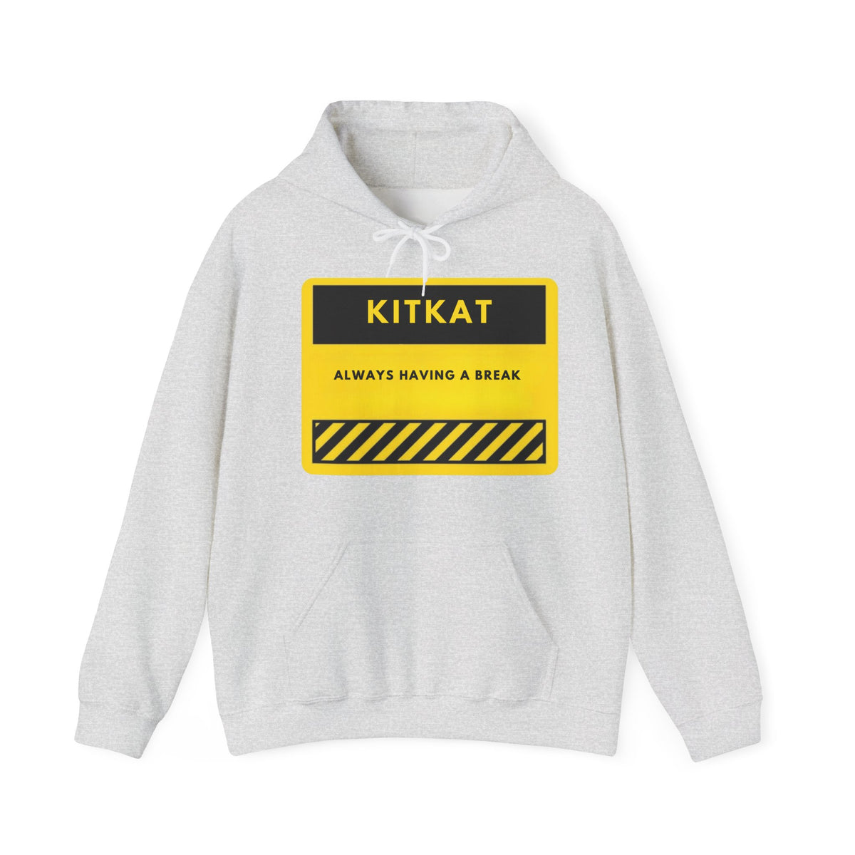 KitKat "Always Having a Break" Hoodie - Yellow Caution Graphic Sweatshirt