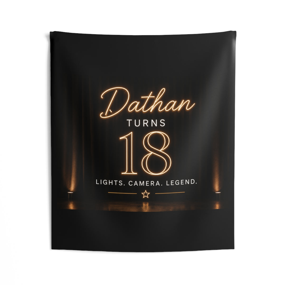 18th Birthday Wall Tapestry - "Dathan Turns 18" Neon Stage Decor