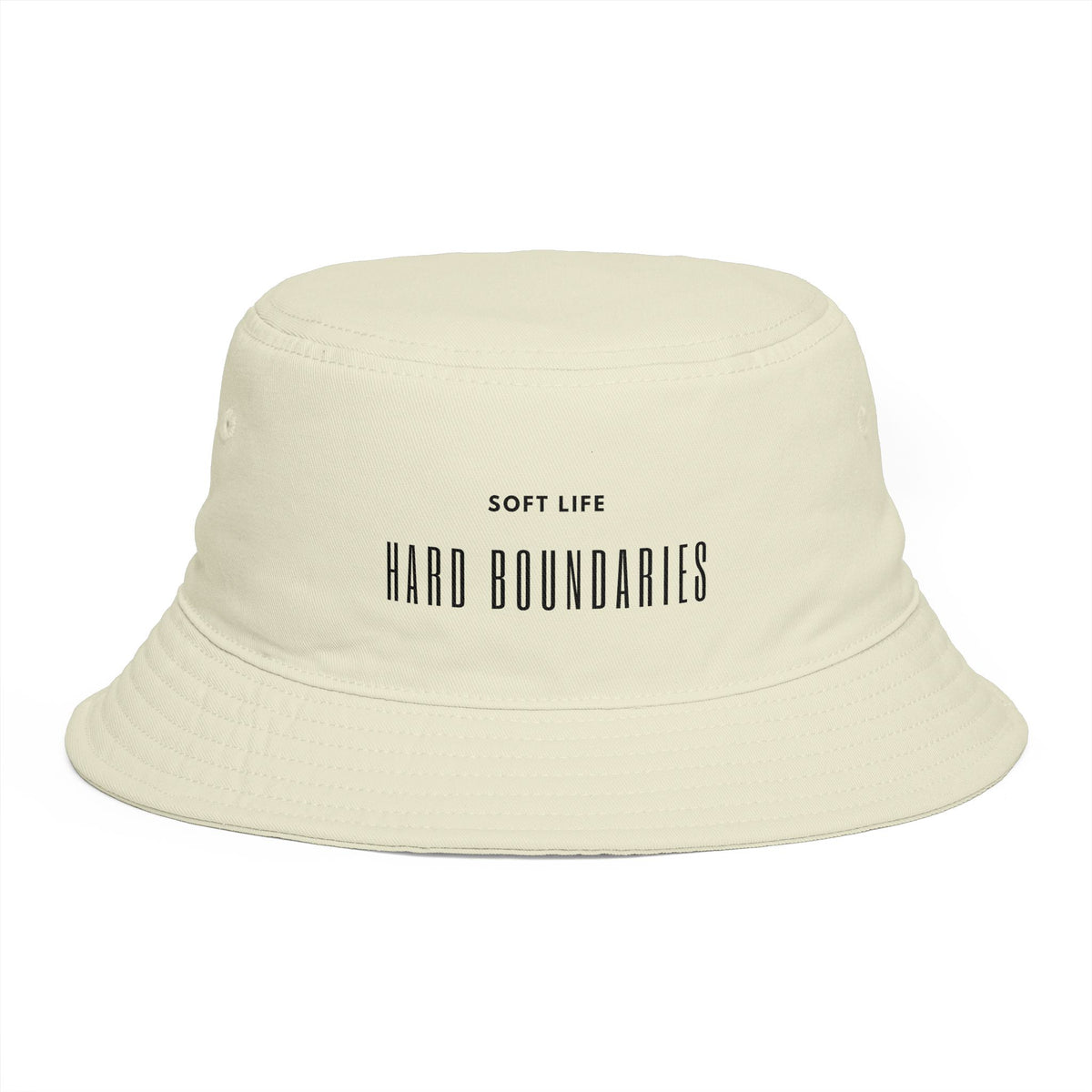 Bucket Hat — 'Soft Life, Hard Boundaries' Embroidered Brown Streetwear Hat