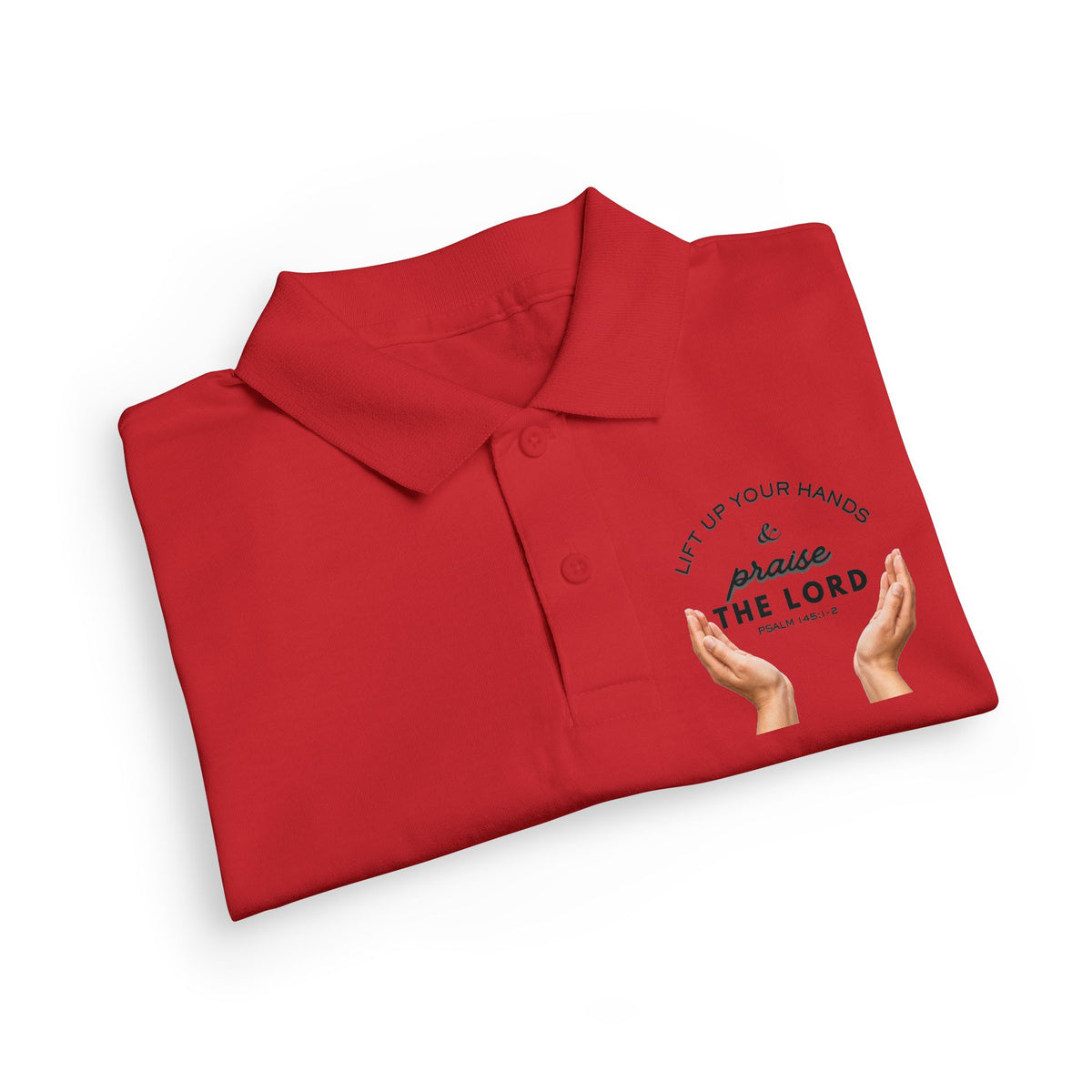 Youth Polo ( black font ) — 'In God We Trust' Hands Logo Embroidered Chest Shirt
