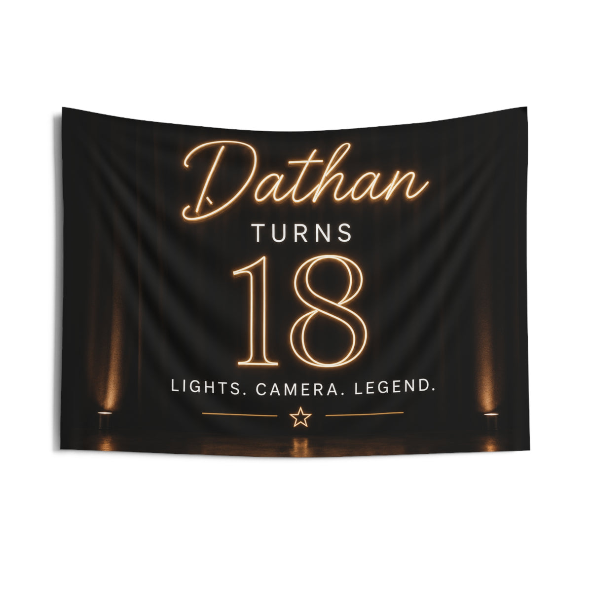 18th Birthday Wall Tapestry - "Dathan Turns 18" Neon Stage Decor