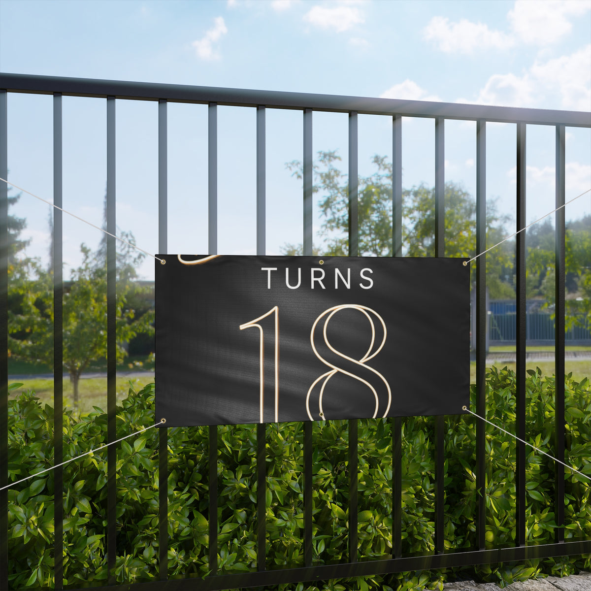 18th Birthday Matte Banner - Elegant Neon Numbers Party Sign