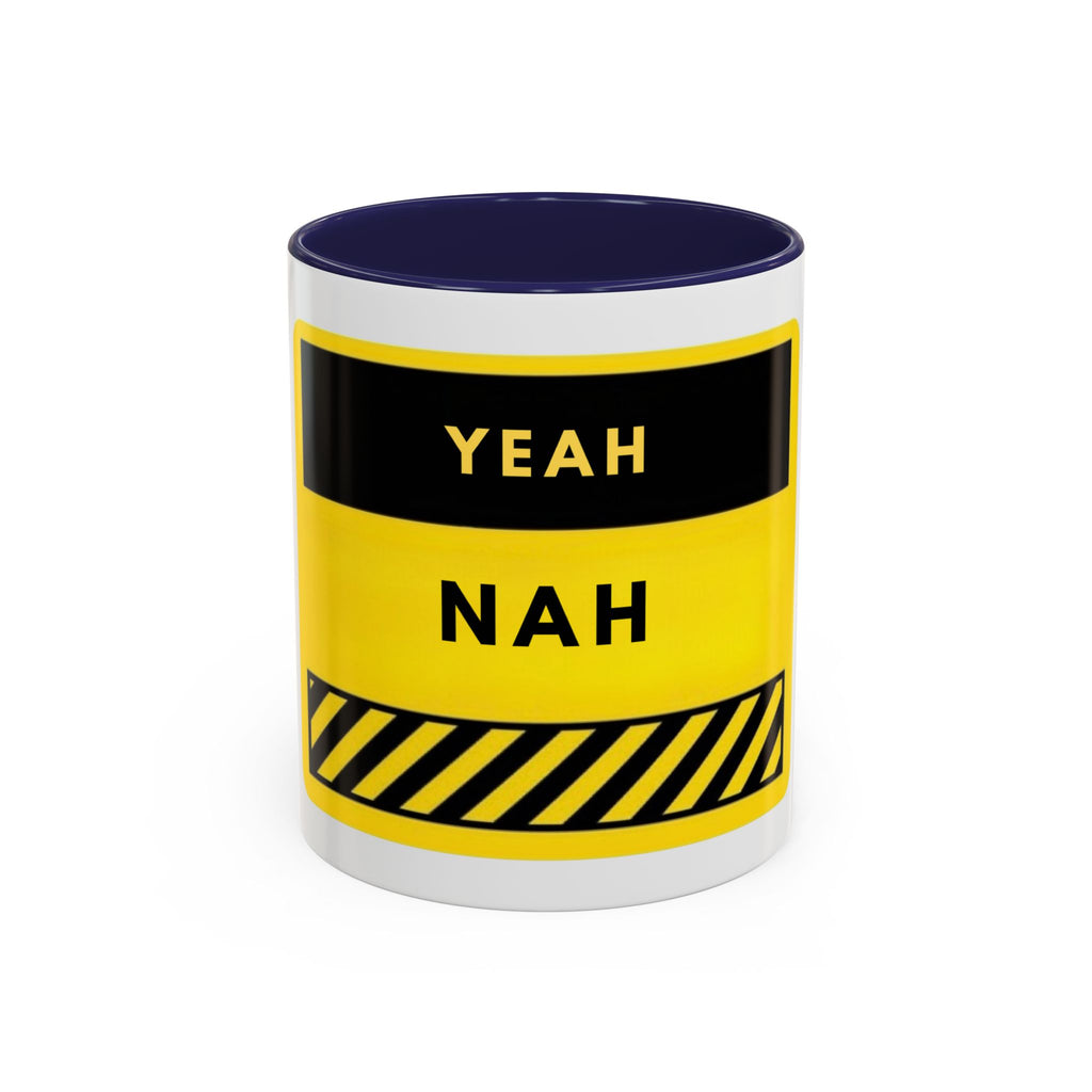 Yeah Nah Accent Coffee Mug – Funny Yellow Caution Coffee Cup (11/15oz)