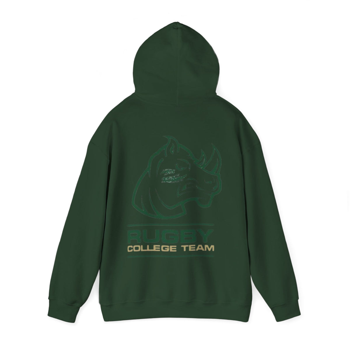 Rugby College Team Rhino Hoodie — Men's/Women's Athletic Hooded Sweatshirt