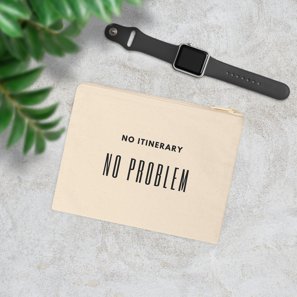 No Itinerary, No Problem Canvas Zipper Pouch — Travel Makeup & Accessory Bag