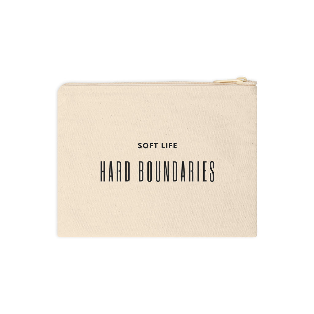 Accessory Pouch — “Soft Life, Hard Boundaries” Canvas Zipper Bag