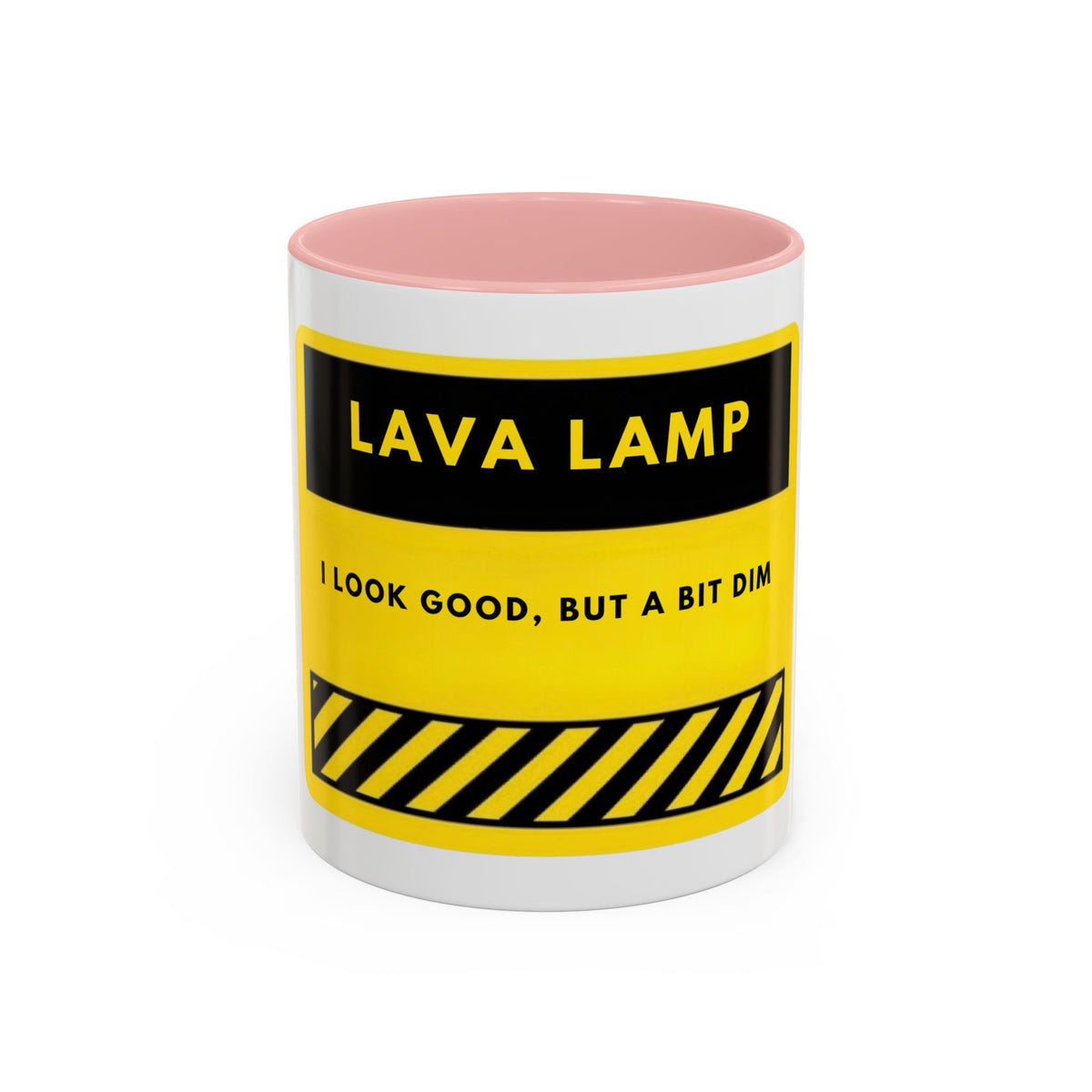 Lava Lamp Coffee Mug — Funny Yellow 'I Look Good, But a Bit Dim' Accent Mug