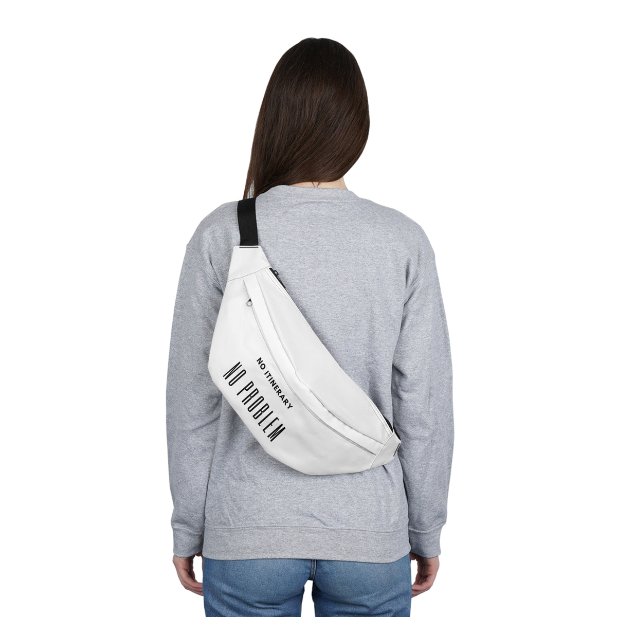 No Itinerary, No Problem Large Fanny Pack — Travel Waist Bag with 'No Itinerary' Print