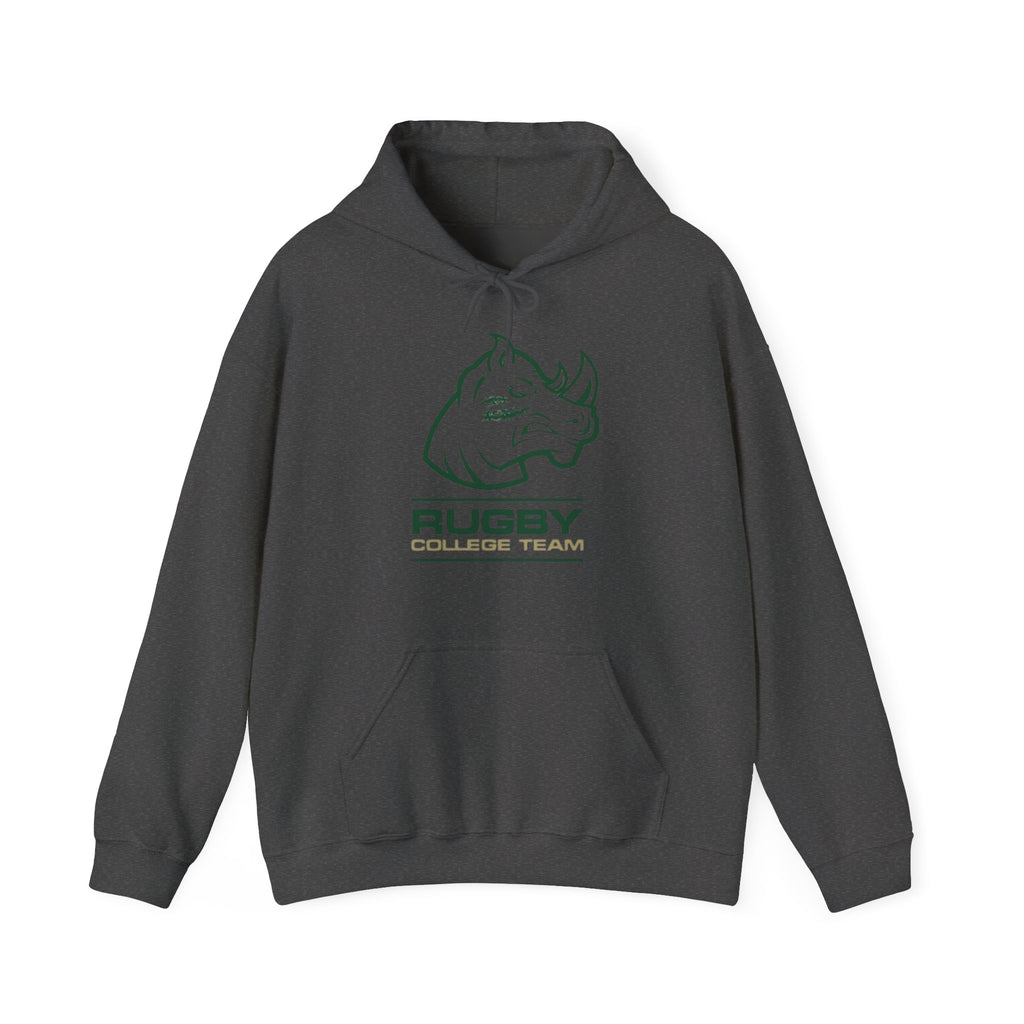 Rugby College Team Rhino Hoodie — Men's/Women's Athletic Hooded Sweatshirt