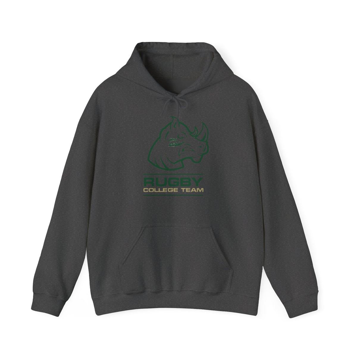 Rugby College Team Rhino Hoodie — Men's/Women's Athletic Hooded Sweatshirt