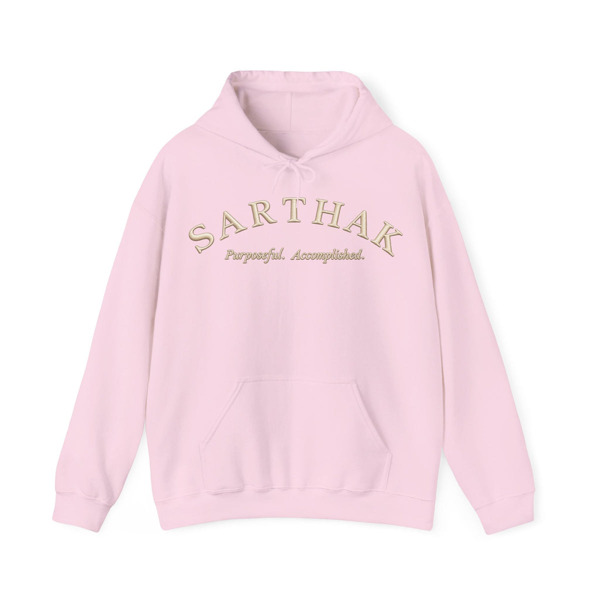 Sarthak Script Hoodie — “Purposeful. Accomplished.” Inspirational Name Hooded Sweatshirt