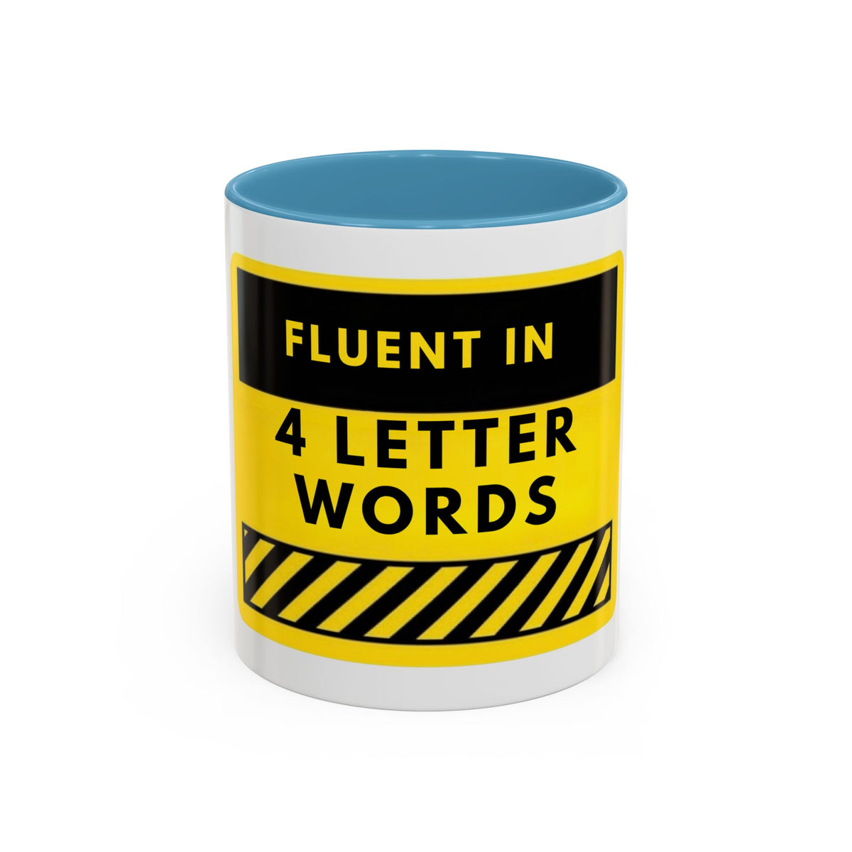 Coffee Mug — "Fluent in 4-Letter Words" Funny Retro Warning Sign