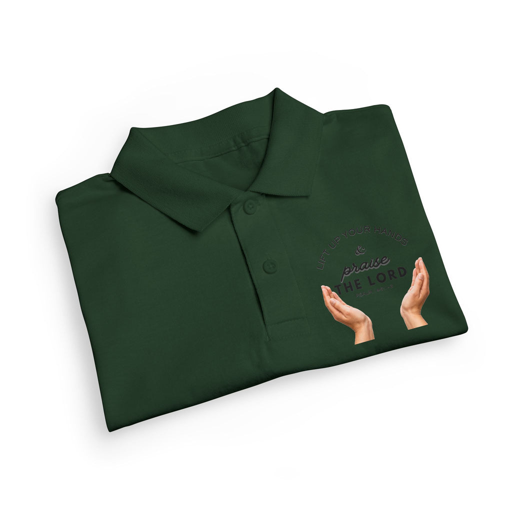 Youth Polo ( black font ) — 'In God We Trust' Hands Logo Embroidered Chest Shirt