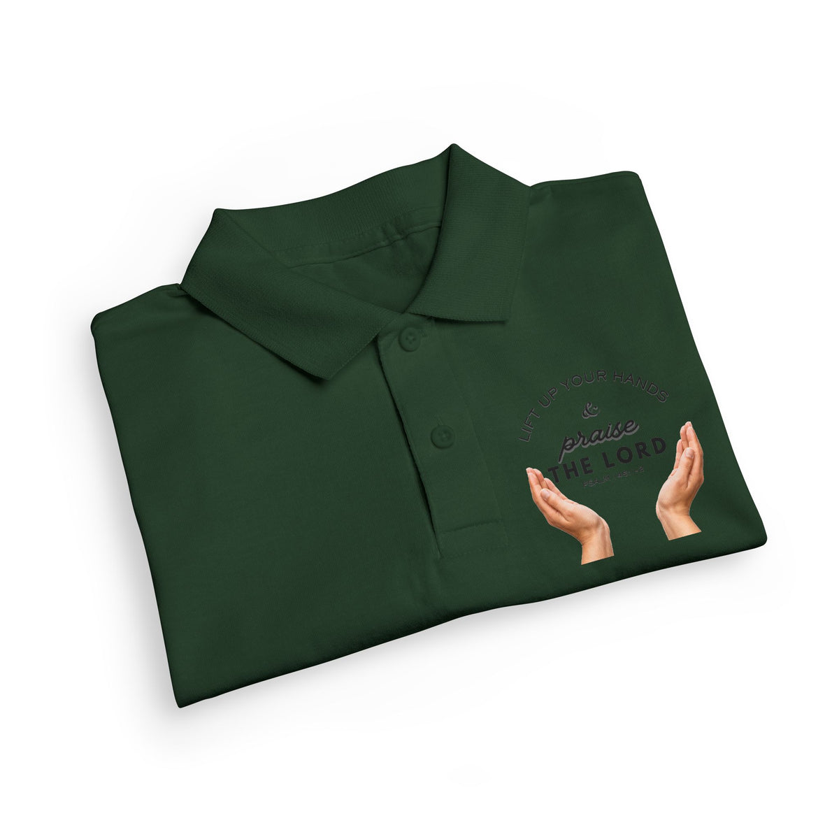 Youth Polo ( black font ) — 'In God We Trust' Hands Logo Embroidered Chest Shirt