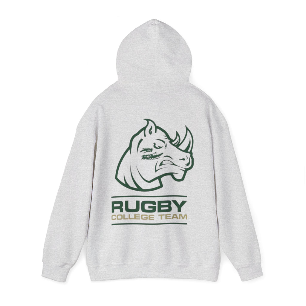 Rugby College Team Rhino Hoodie — Men's/Women's Athletic Hooded Sweatshirt