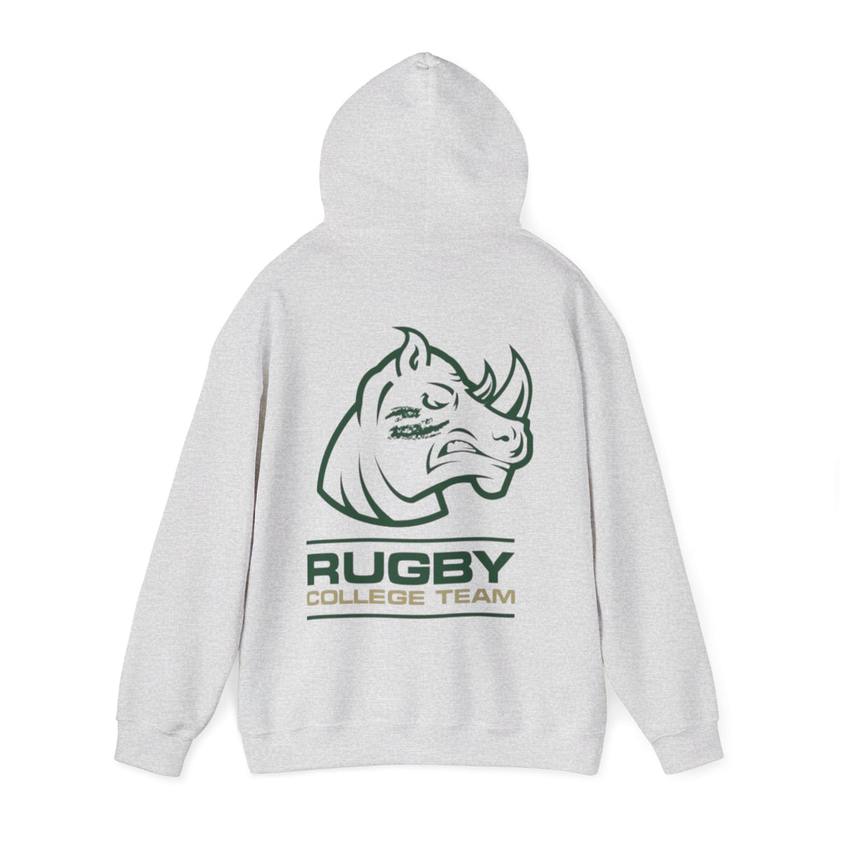Rugby College Team Rhino Hoodie — Men's/Women's Athletic Hooded Sweatshirt