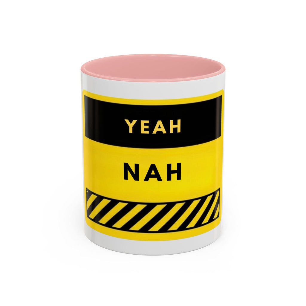 Yeah Nah Accent Coffee Mug – Funny Yellow Caution Coffee Cup (11/15oz)