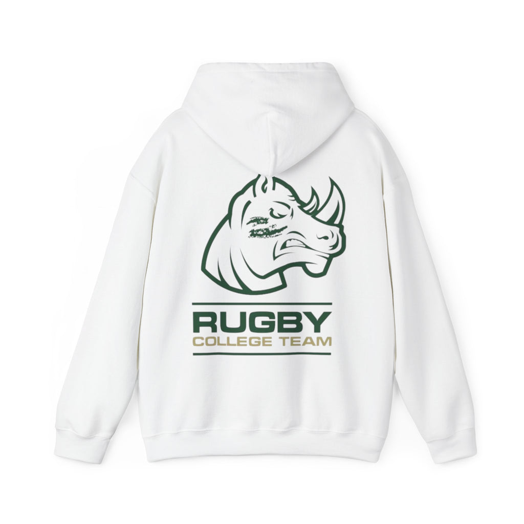 Rugby College Team Rhino Hoodie — Men's/Women's Athletic Hooded Sweatshirt
