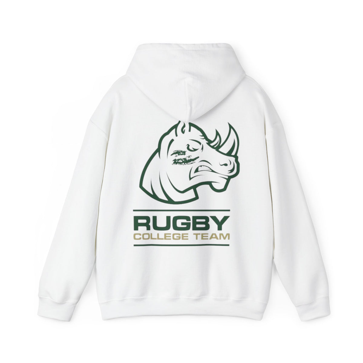 Rugby College Team Rhino Hoodie — Men's/Women's Athletic Hooded Sweatshirt