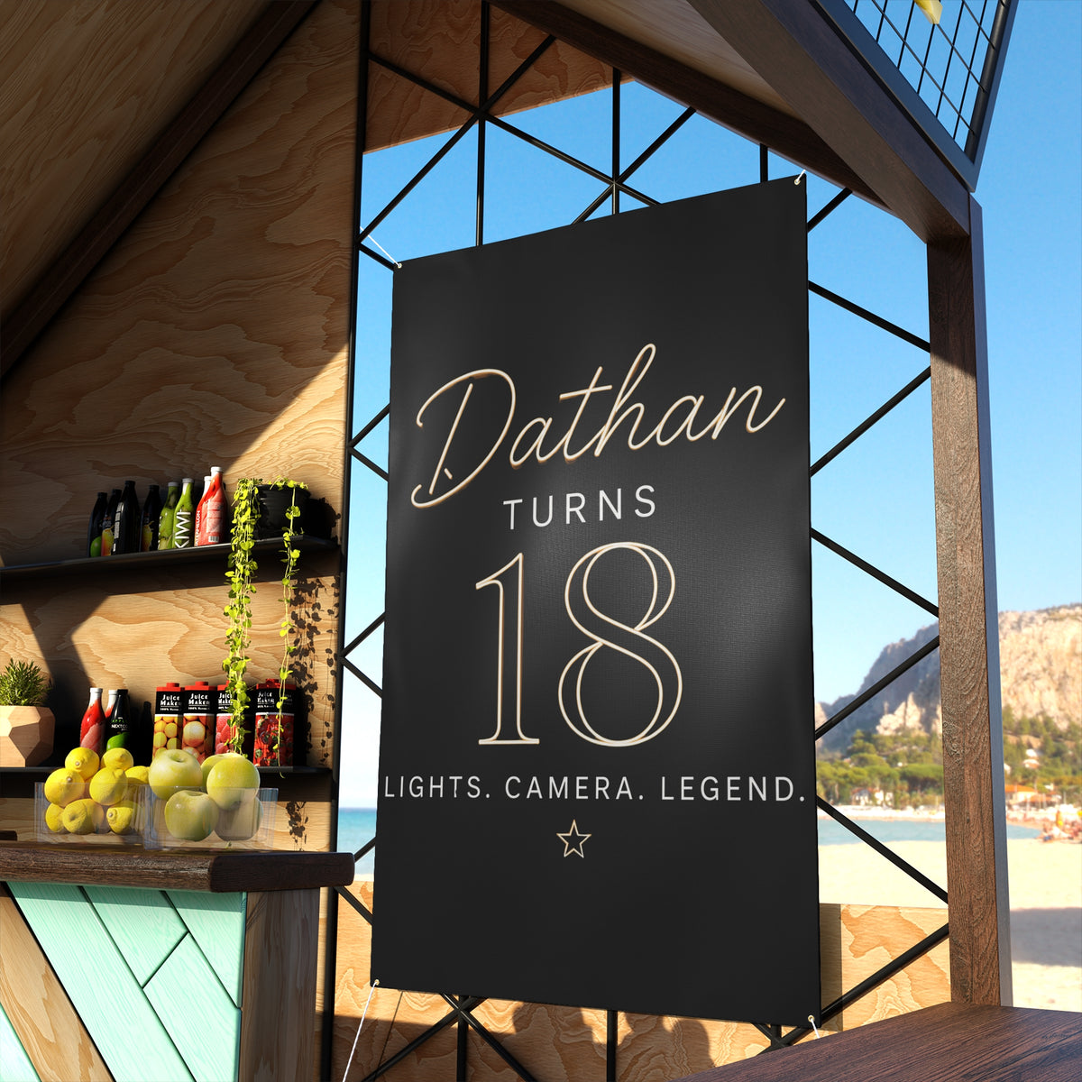 18th Birthday Matte Banner - Elegant Neon Numbers Party Sign
