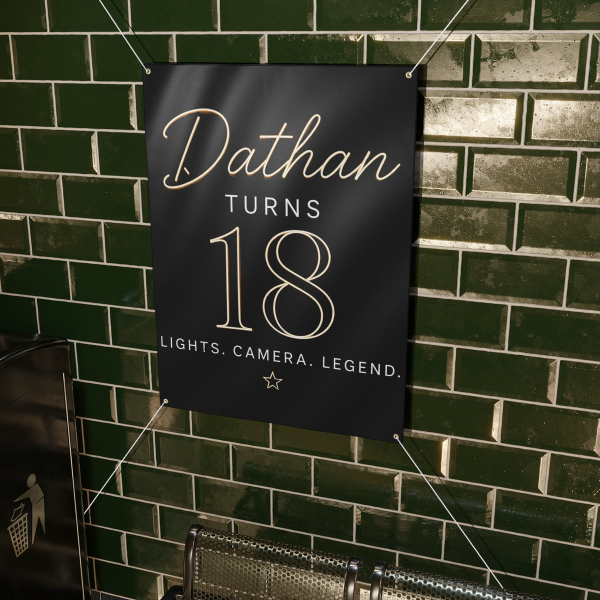 18th Birthday Matte Banner - Elegant Neon Numbers Party Sign