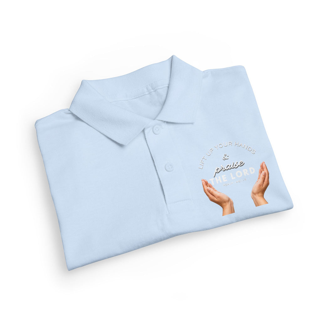 Youth Polo ( white font ) — 'In God We Trust' Hands Logo Embroidered Chest Shirt