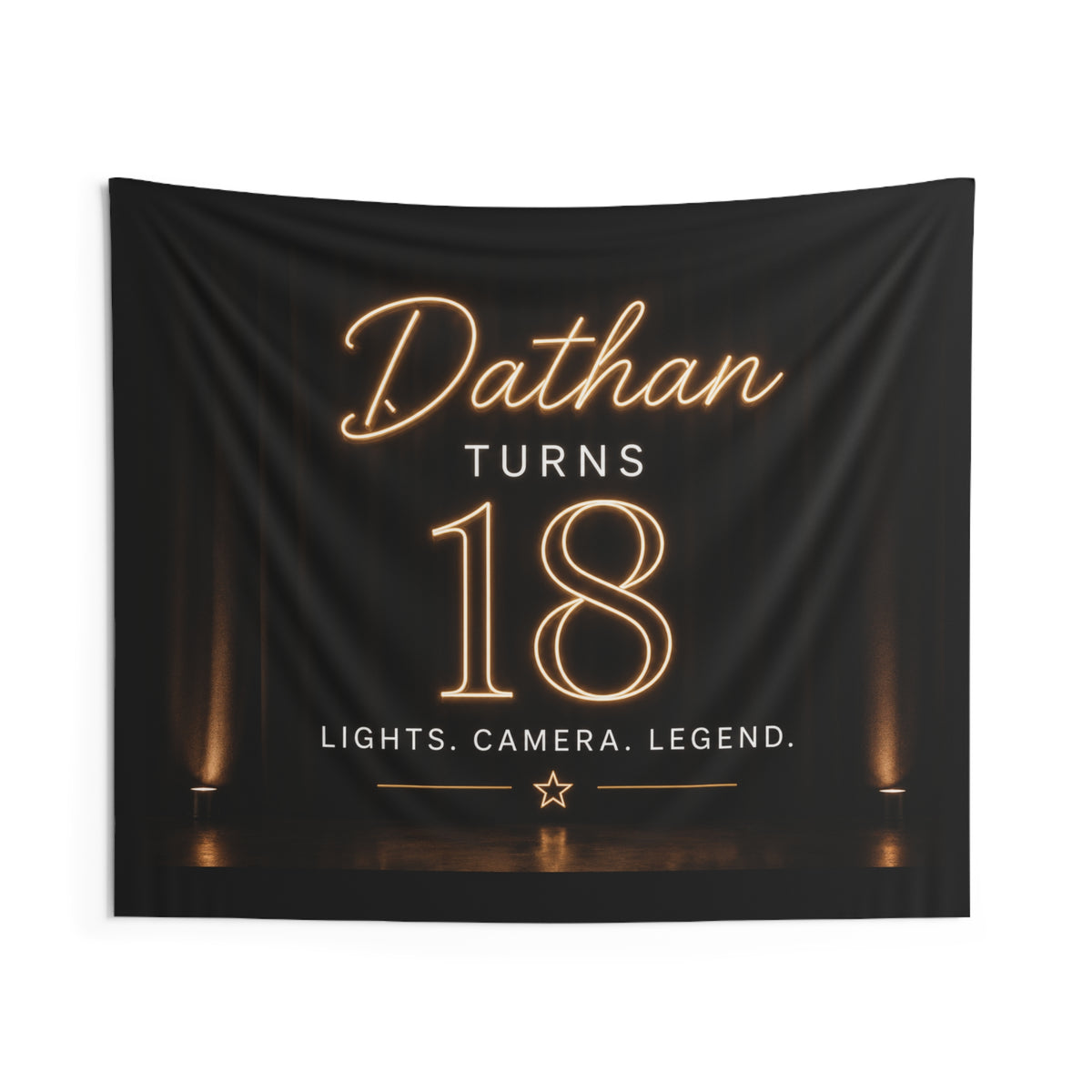 18th Birthday Wall Tapestry - "Dathan Turns 18" Neon Stage Decor