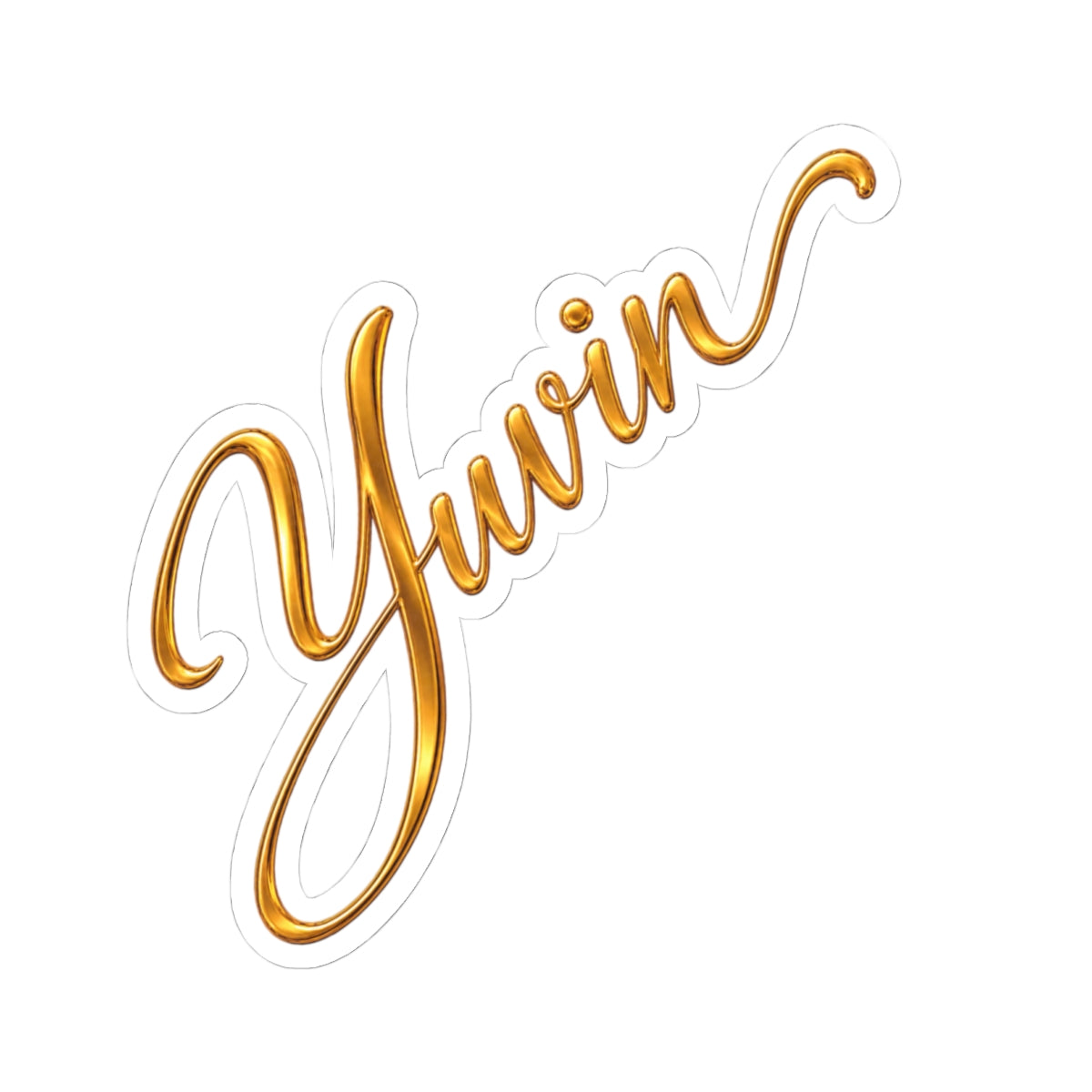 Gold Script 'Yuvin' Kiss-Cut Sticker – Metallic Calligraphy Decal
