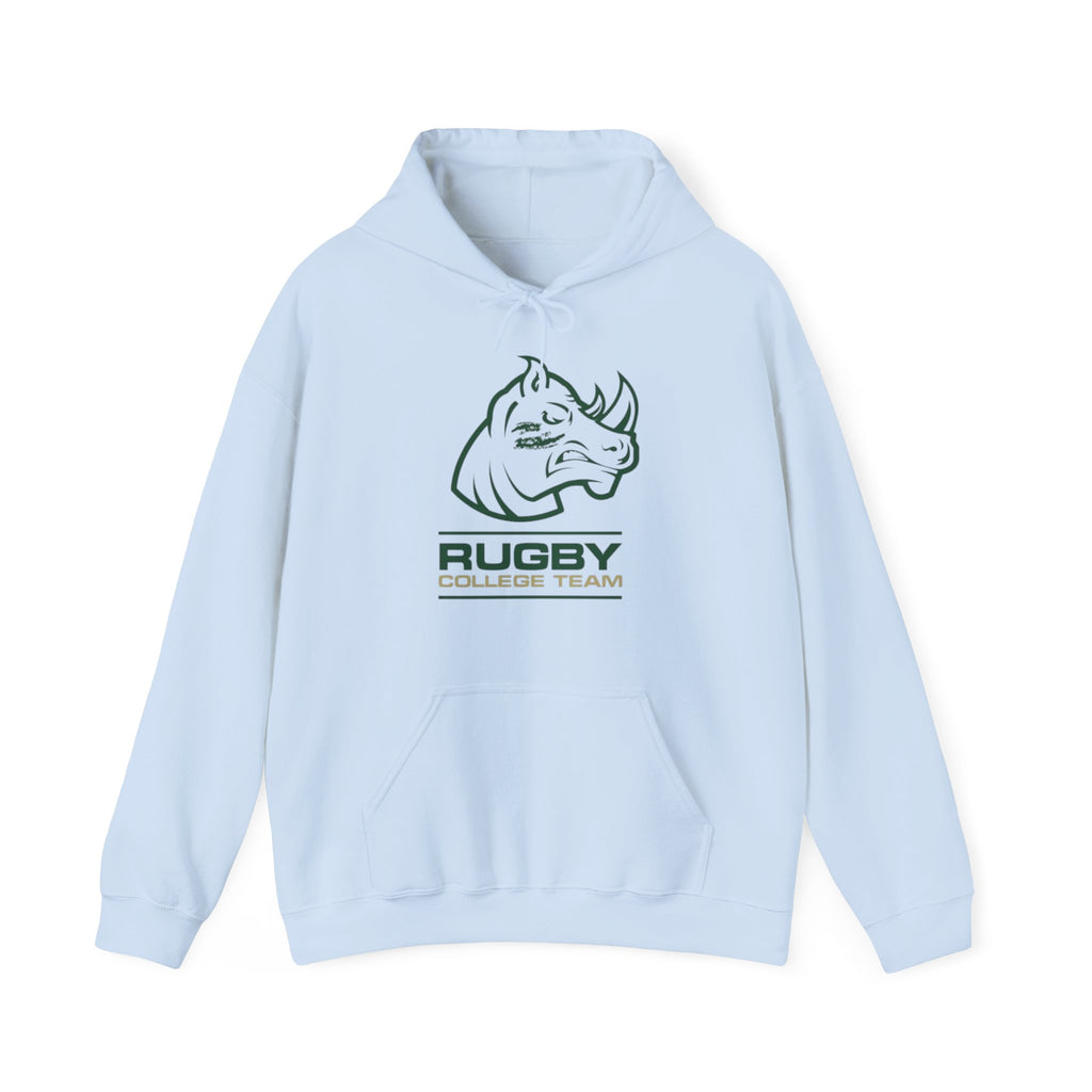 Rugby College Team Rhino Hoodie — Men's/Women's Athletic Hooded Sweatshirt