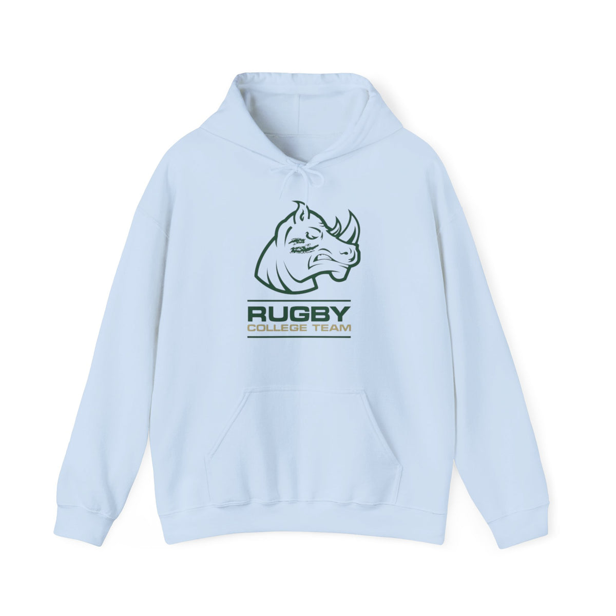 Rugby College Team Rhino Hoodie — Men's/Women's Athletic Hooded Sweatshirt
