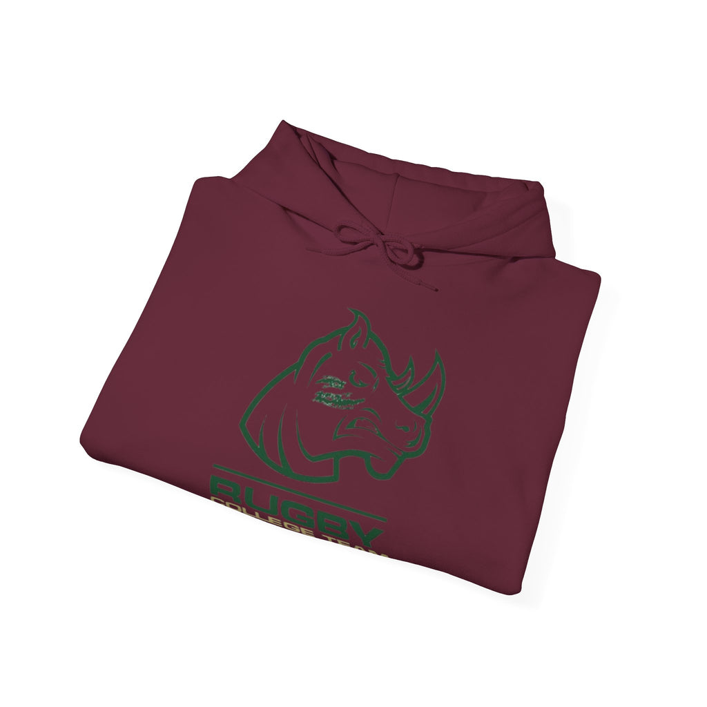 Rugby College Team Rhino Hoodie — Men's/Women's Athletic Hooded Sweatshirt