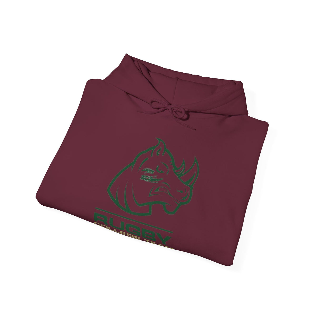 Rugby College Team Rhino Hoodie — Men's/Women's Athletic Hooded Sweatshirt