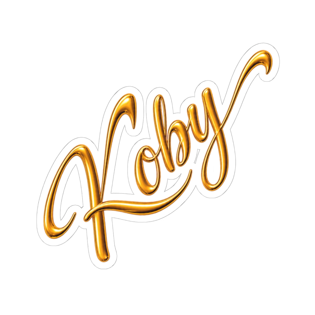 Gold Script 'Loby' Kiss-Cut Sticker — Metallic Handwritten Name Decal