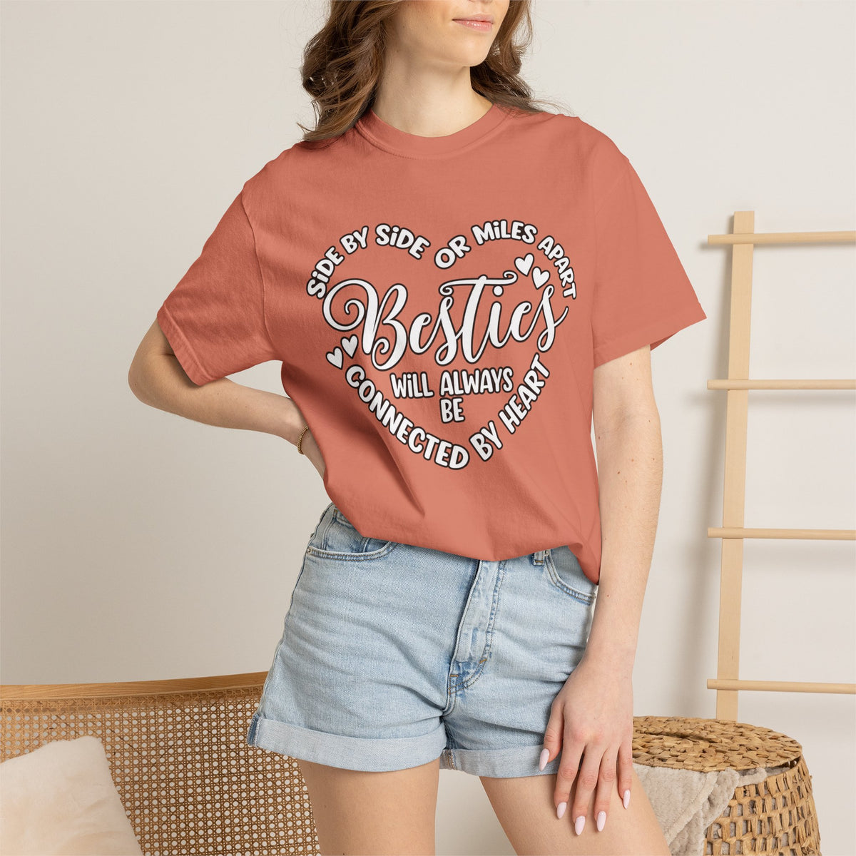 Besties Will Always Be Connected by Heart T-Shirt