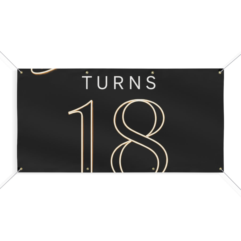 18th Birthday Matte Banner - Elegant Neon Numbers Party Sign