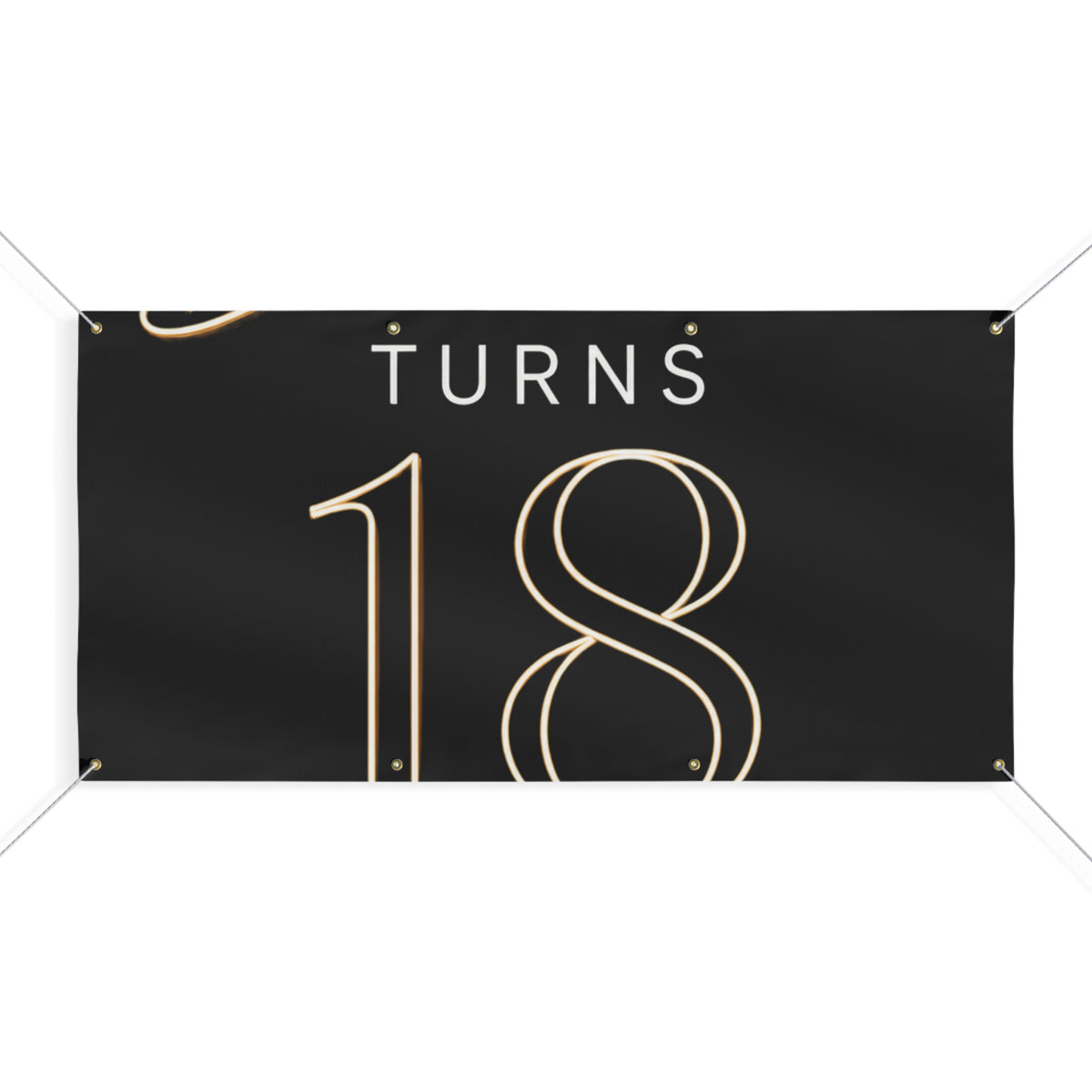 18th Birthday Matte Banner - Elegant Neon Numbers Party Sign