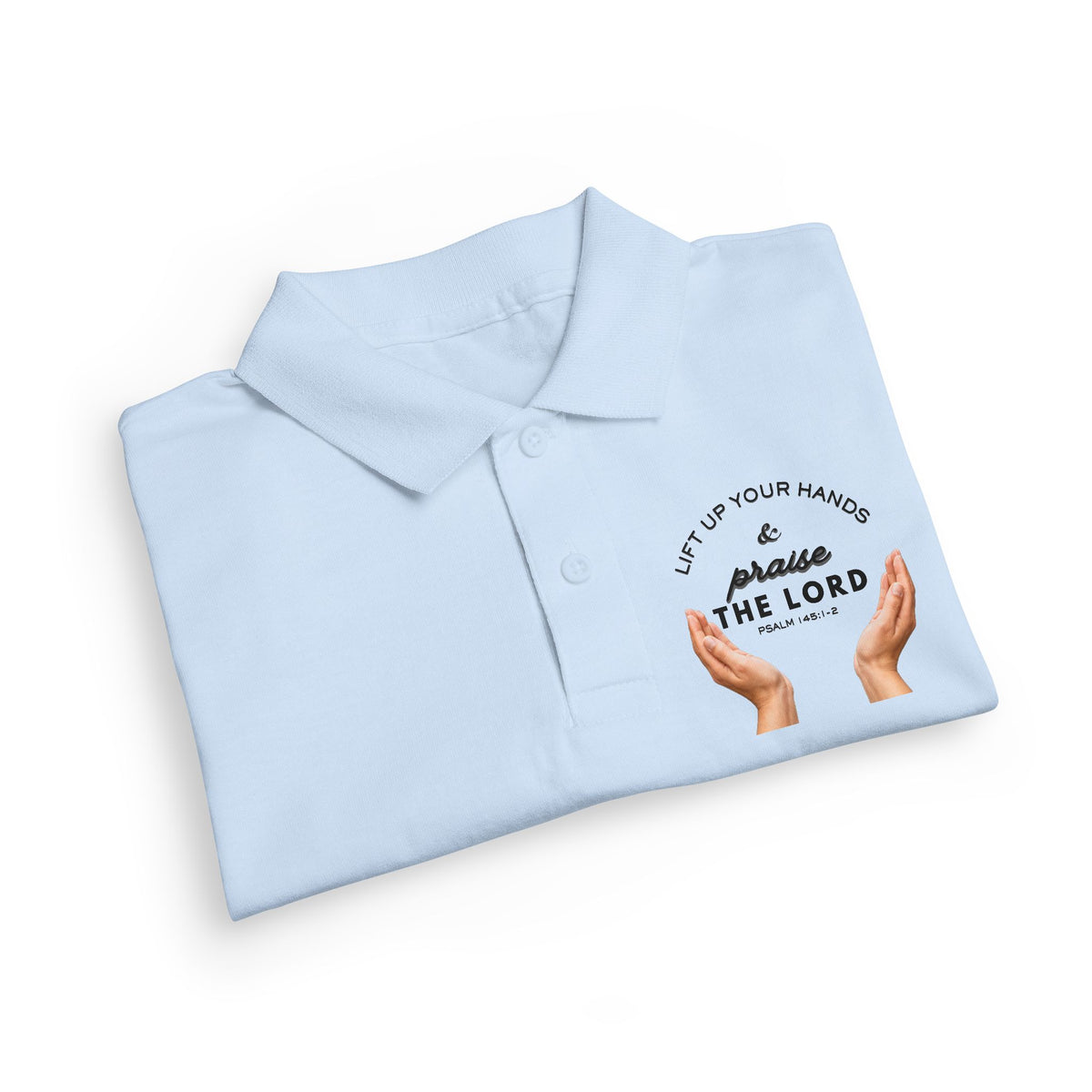 Youth Polo ( black font ) — 'In God We Trust' Hands Logo Embroidered Chest Shirt