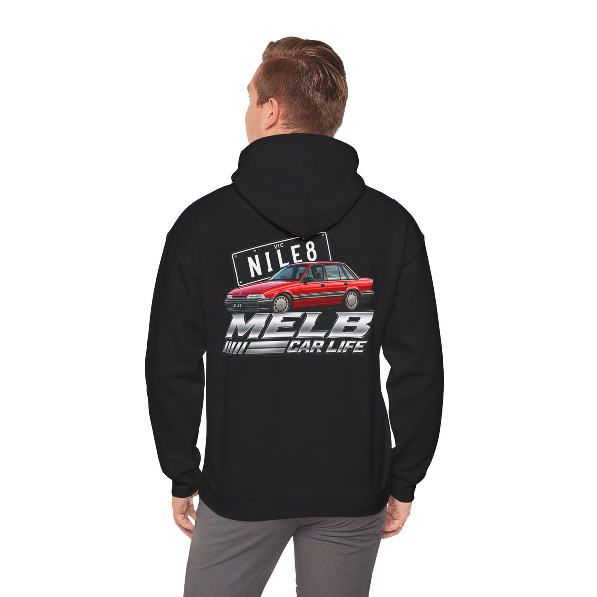 Car Life Hoodie — Red Station Wagon "NILE8" Graphic Streetwear