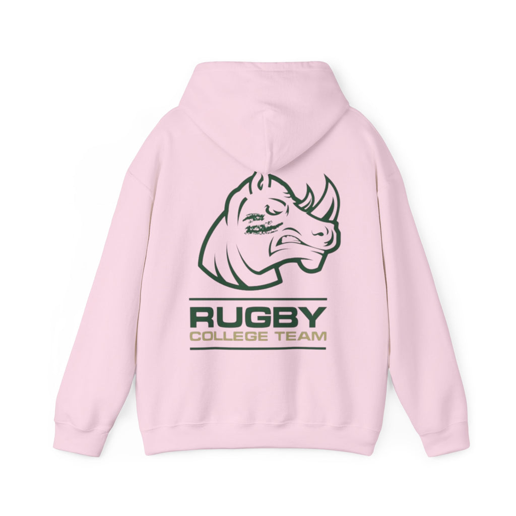 Rugby College Team Rhino Hoodie — Men's/Women's Athletic Hooded Sweatshirt