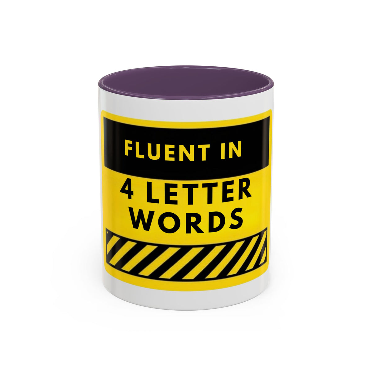 Coffee Mug — "Fluent in 4-Letter Words" Funny Retro Warning Sign