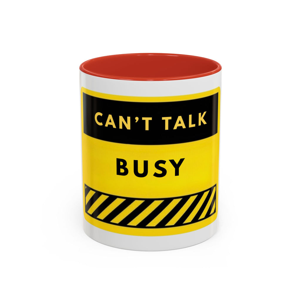 Accent Coffee Mug — "Can't Talk Busy" Yellow Caution Coffee Mug (11/15 oz)