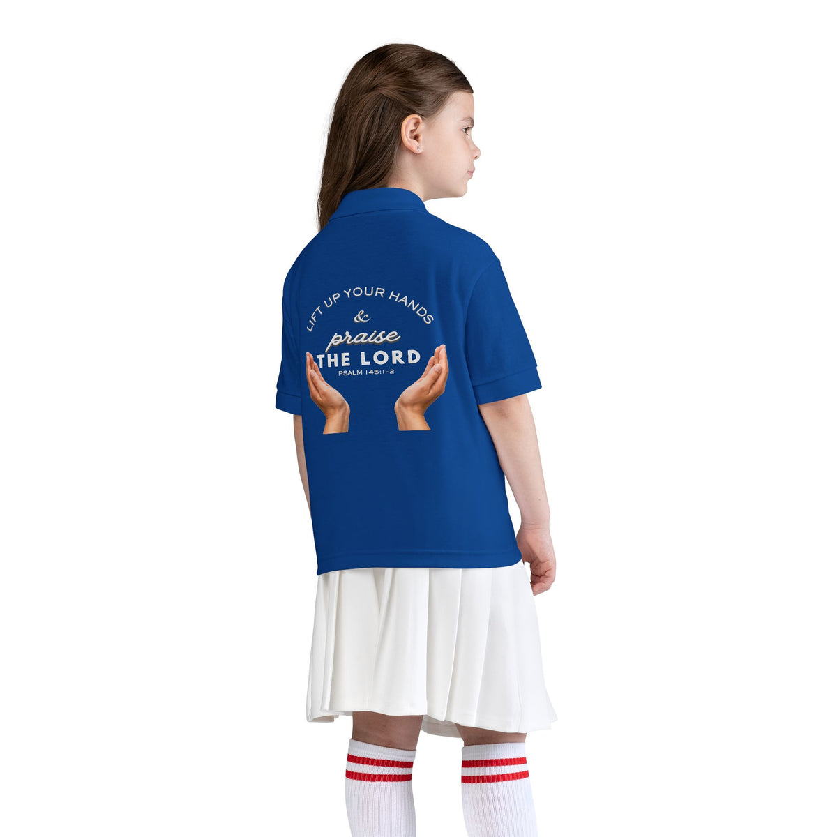 Youth Polo ( white font ) — 'In God We Trust' Hands Logo Embroidered Chest Shirt